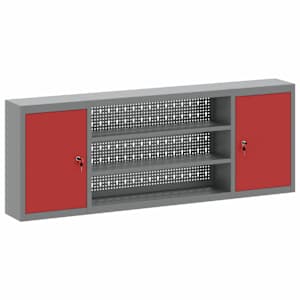 vidaXL T&ouml;&ouml;riistakapp riiuliga lukuga Punane ja hall 150 x 20 x 55 cm