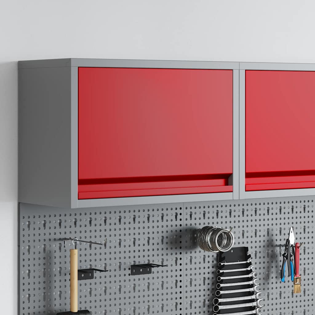 vidaXL Cabinet pentru Unelte cu depozitare Roșu și gri 50 x 25 x 35 cm