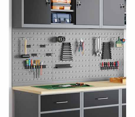 vidaXL Verkf&aelig;ra veggplata 3 pcs Gr&aacute;r 150 x 1 x 60 cm