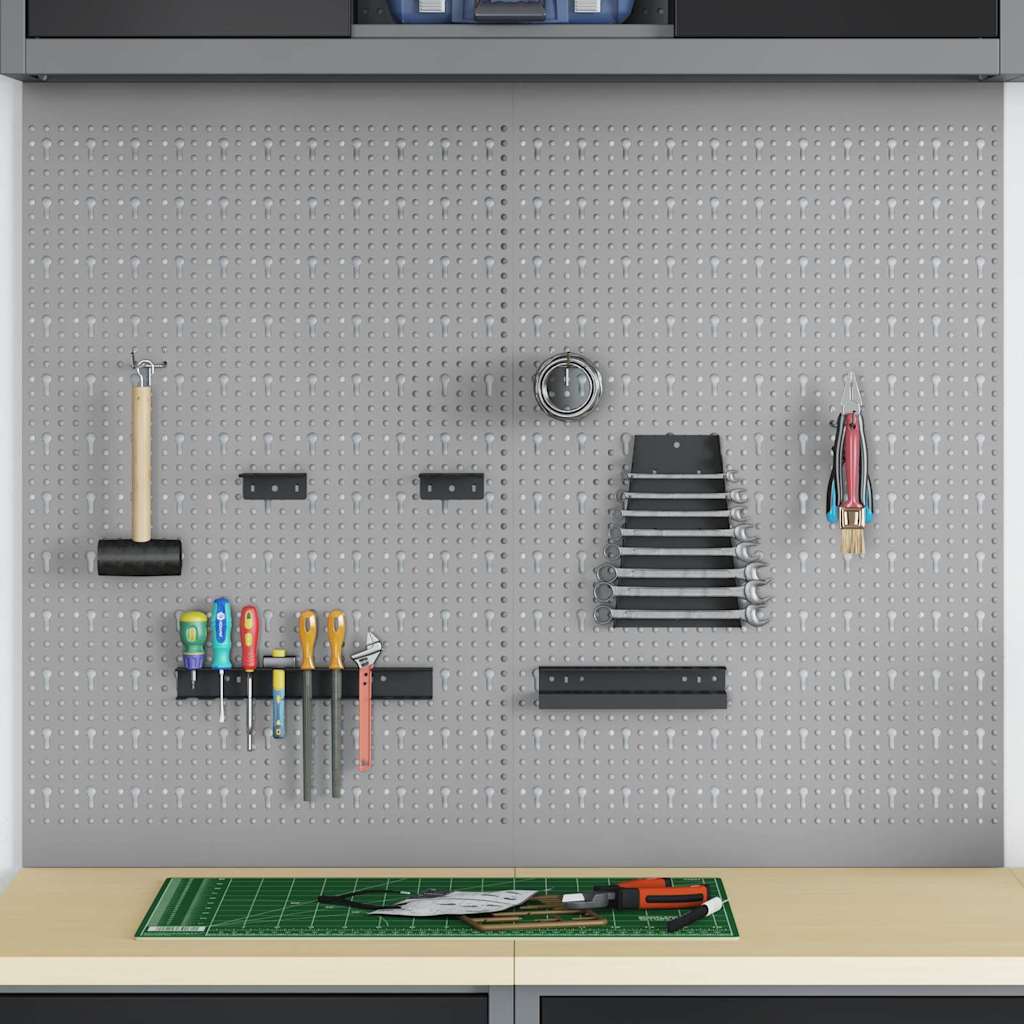 Pegboardy 2 balenie s 8 príslušenstvom, Sivý, 50x80 cm Oceľ 4103483