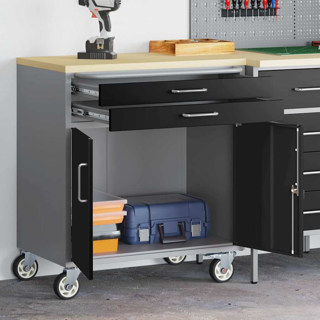 Armoire à outils avec roues et portes verrouillables 75x45x85 cm Acier