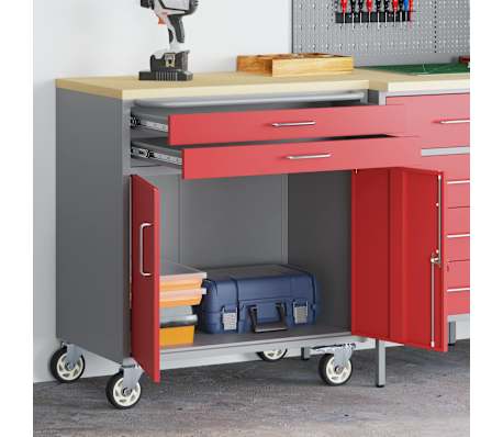 vidaXL Tööpink Punane ja hall 75 x 45 x 85 cm Pulbervärvitud Teras