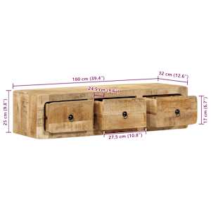 Nástěnná TV skříňka 100x32x25 cm Masivní dřevo, surové mango - obrázek 10