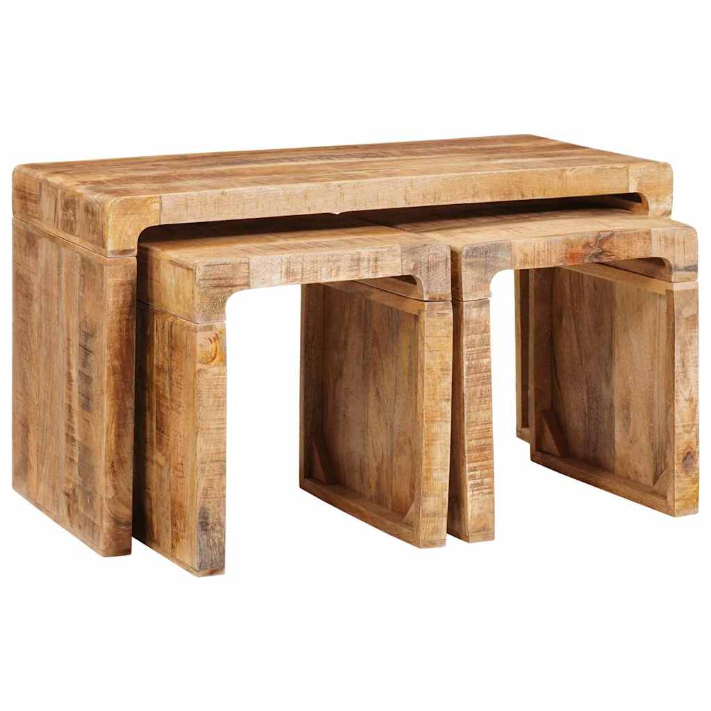 Крака маси 3 pcs Кафяво мангово дърво масив