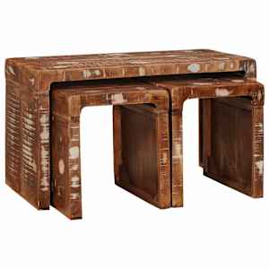 vidaXL Pesun&otilde;udepakk 3 tk Pruun 82 x 40 x 46 cm Tugev taastatud puit