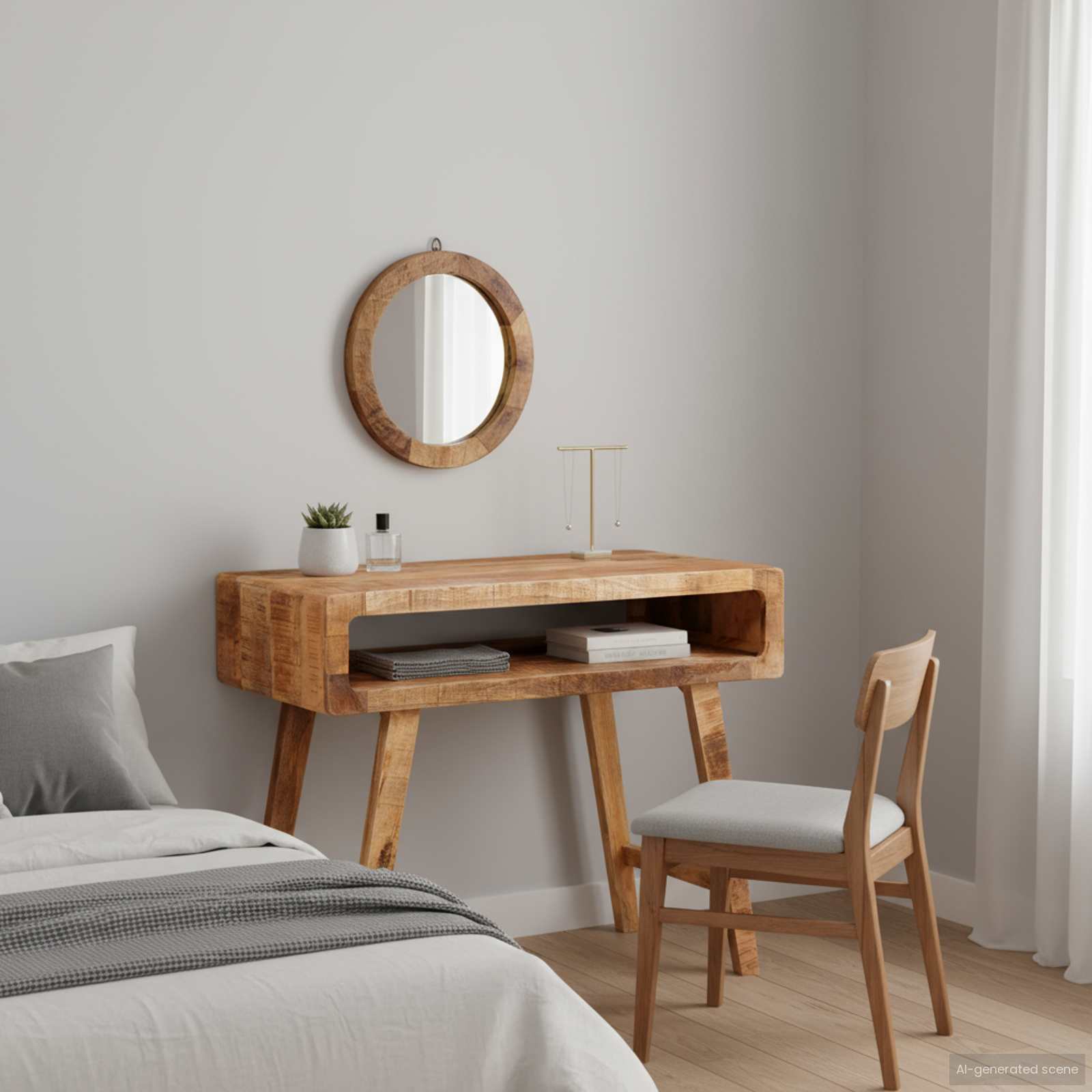 Riietumislaud riiuliga peegliga Pruun 90 x 76 x 45 cm mangopuit