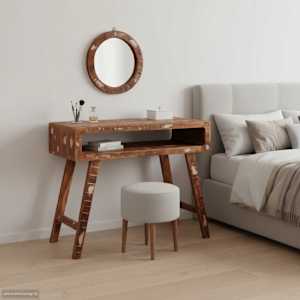 Toaletna mizica Rjava 90 x 76 x 45 cm Trdna obnovljena les