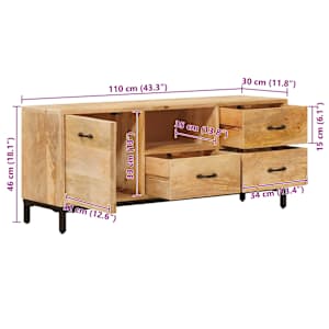 Stojany na TV Hnědá 110 x 30 x 46 cm Masivní mangové dřevo - obrázek 14