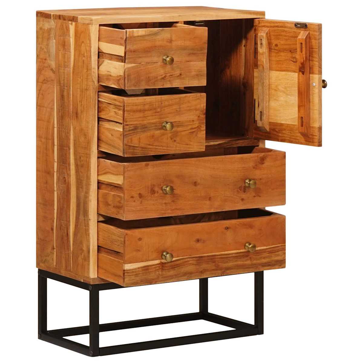 Skuffeskab Naturfarvet 55 x 30 x 90 cm Massivt Akacietræ - Billede 3
