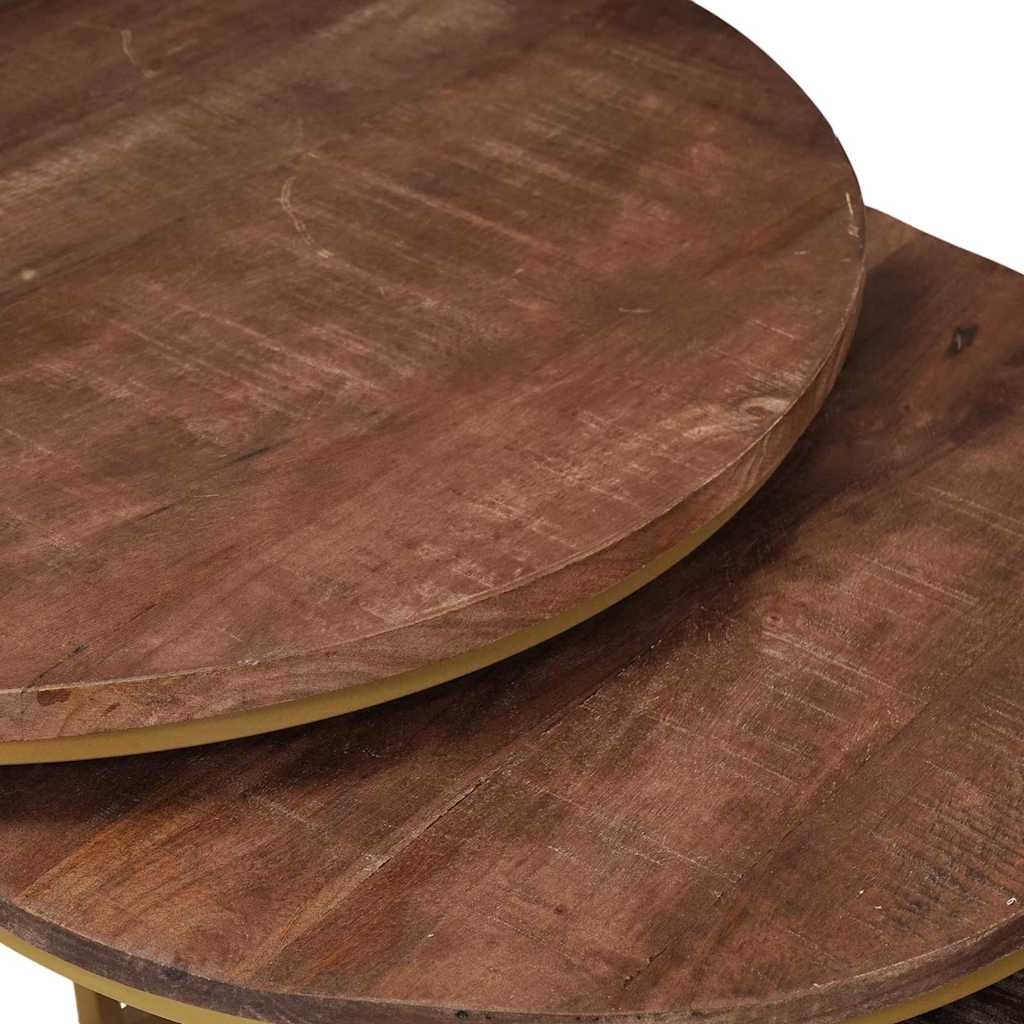 Nesting маси за кафе 3 pcs Масивно мангово дърво и стомана - Image 8