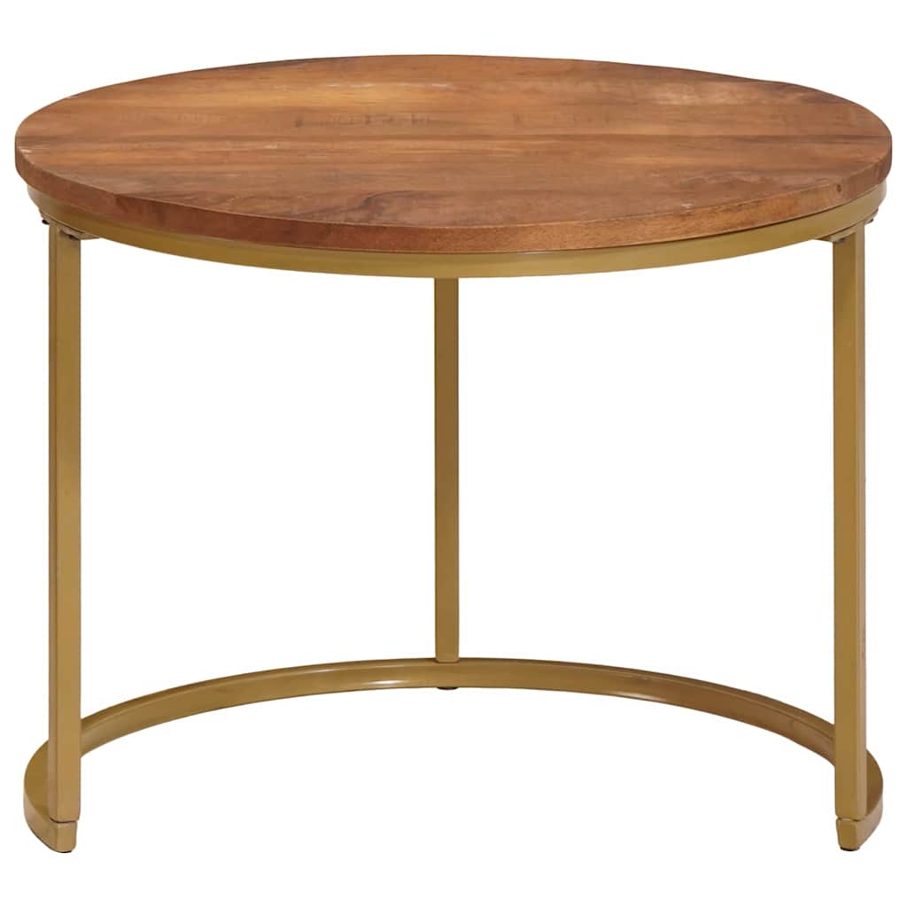 Nesting маси за кафе 3 pcs Масивно мангово дърво и стомана - Image 4