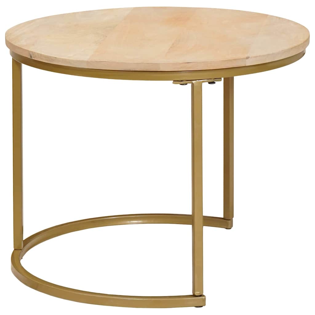 Nest Koffietafels 2 pcs Wit Massief mangohout en staal image 5