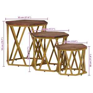 Konferenční stolky Hnědá 55 x 55 x 50 cm Masivní mangové dřevo - obrázek 12