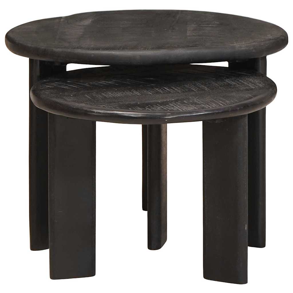 vidaXL Nest Koffietafels 2 pcs Wit Massief Mango Hout