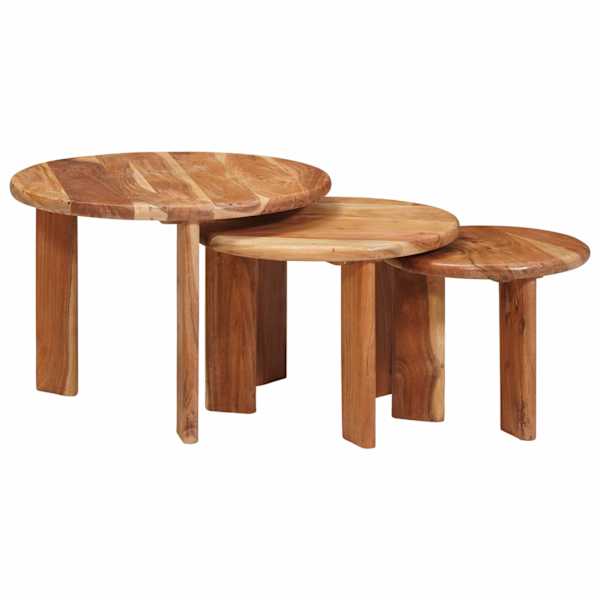vidaXL Pesitsevad Kohvilaud 3 tk Pruun &Oslash; 54 x 40 cm Tugev akatsiapuu