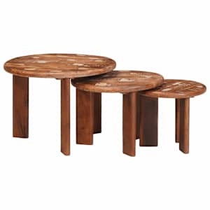Hnízdicí kávové stolky 3 pcs Masivní znovu použité dřevo - obrázek 3