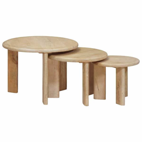 vidaXL Pesitsevad Kohvilaud 3 tk Must &Oslash; 54 x 40 cm Tugev mango puu