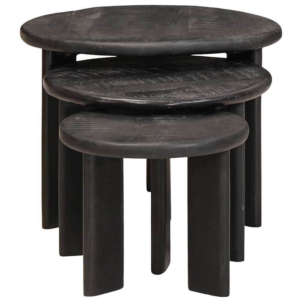 vidaXL Nest Koffietafels 3 pcs Wit Massief Mango Hout