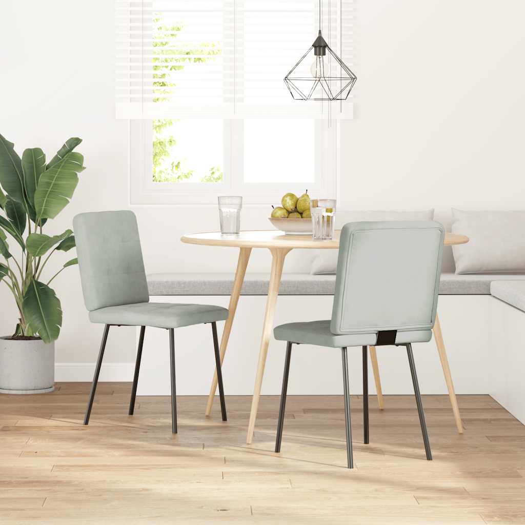 vidaXL Eetkamerstoelen 2 st fluweel lichtgrijs afbeelding