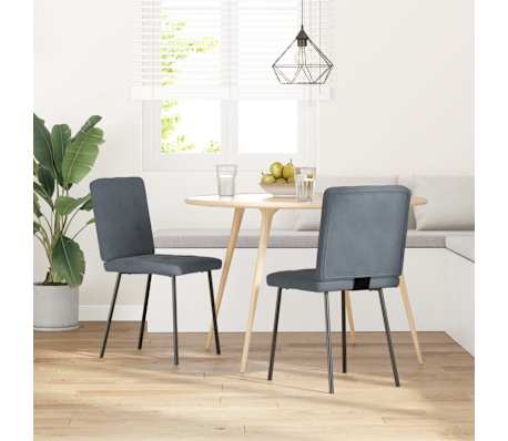 vidaXL Chaises &agrave; manger lot de 2 Gris fonc&eacute; Velours