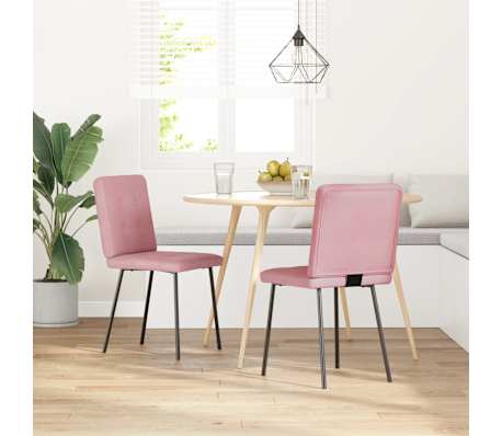 vidaXL Esszimmerst&uuml;hle 2 Stk. Rosa Samt