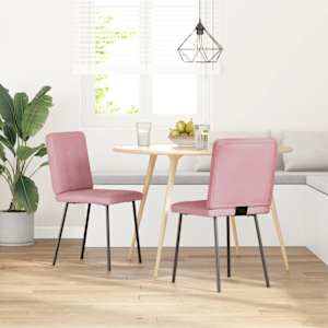 vidaXL Esszimmerst&uuml;hle 2 Stk. Rosa Samt