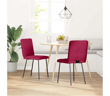 vidaXL 2 db bordó bársony étkezőszék