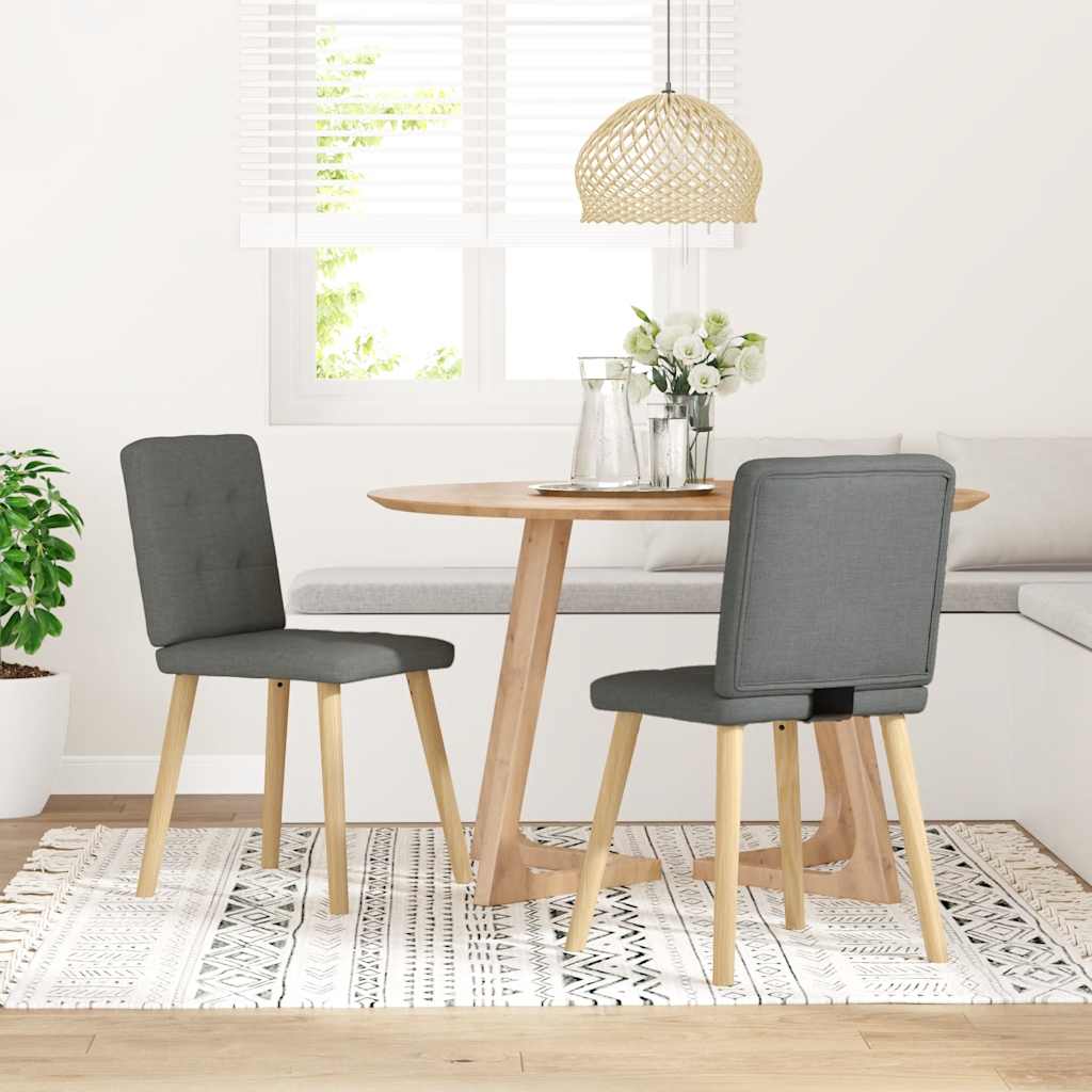 vidaXL Eetkamerstoelen 2 st stof donkergrijs afbeelding
