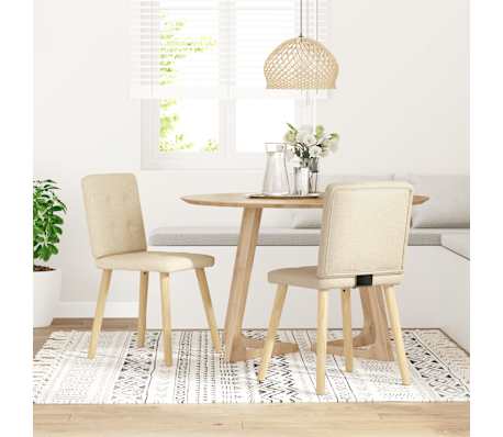 vidaXL virtuves krēsli, 2 gab., krēmkrāsas audums