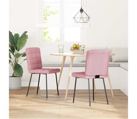vidaXL virtuves krēsli, 2 gab., rozā samts