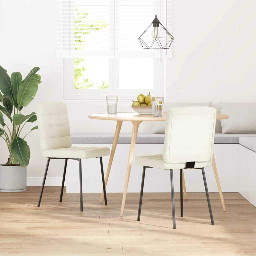 vidaXL Eetkamerstoelen 2 st fluweel crèmekleurig