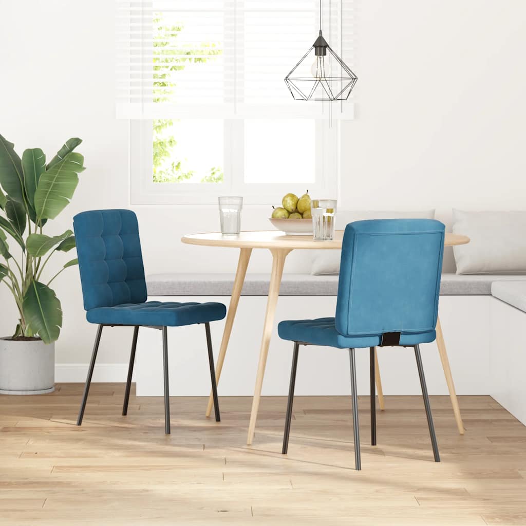 vidaXL Eetkamerstoelen 2 st fluweel blauw