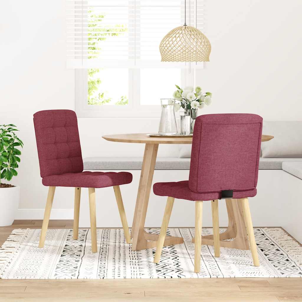 vidaXL Eetkamerstoelen 2 st stof wijnrood afbeelding