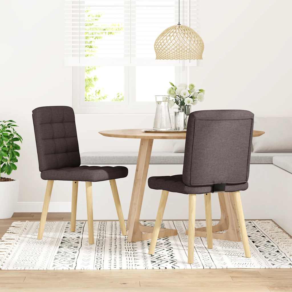 vidaXL Eetkamerstoelen 2 st stof donkerbruin afbeelding