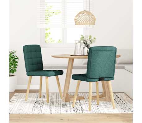 vidaXL Chaises &agrave; manger lot de 2 vert fonc&eacute; tissu
