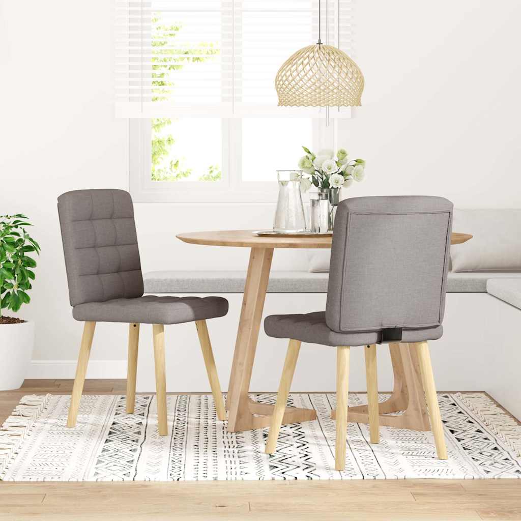 vidaXL Eetkamerstoelen draaibaar 2 st stof taupe