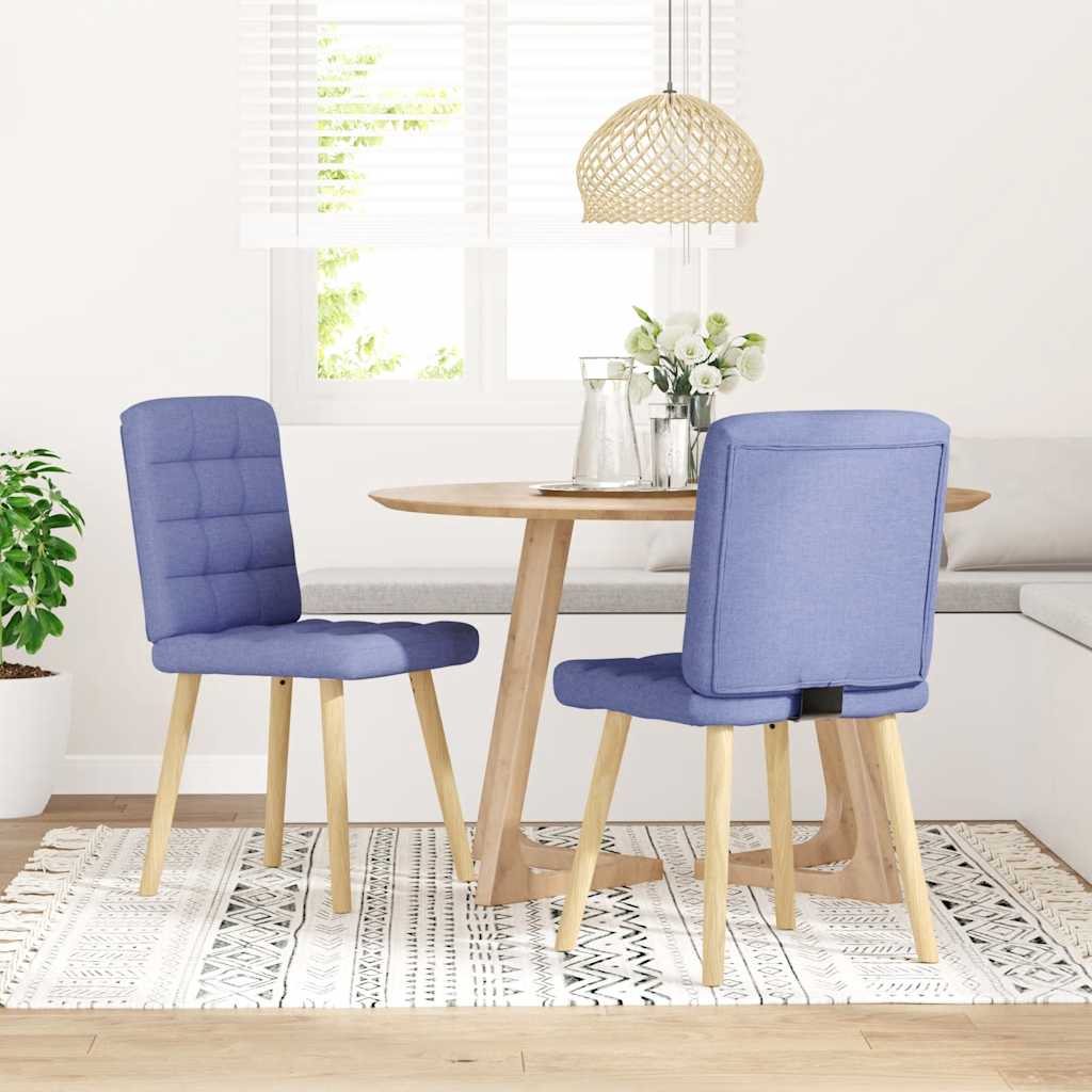 vidaXL Eetkamerstoelen 2 st stof jeansblauw afbeelding