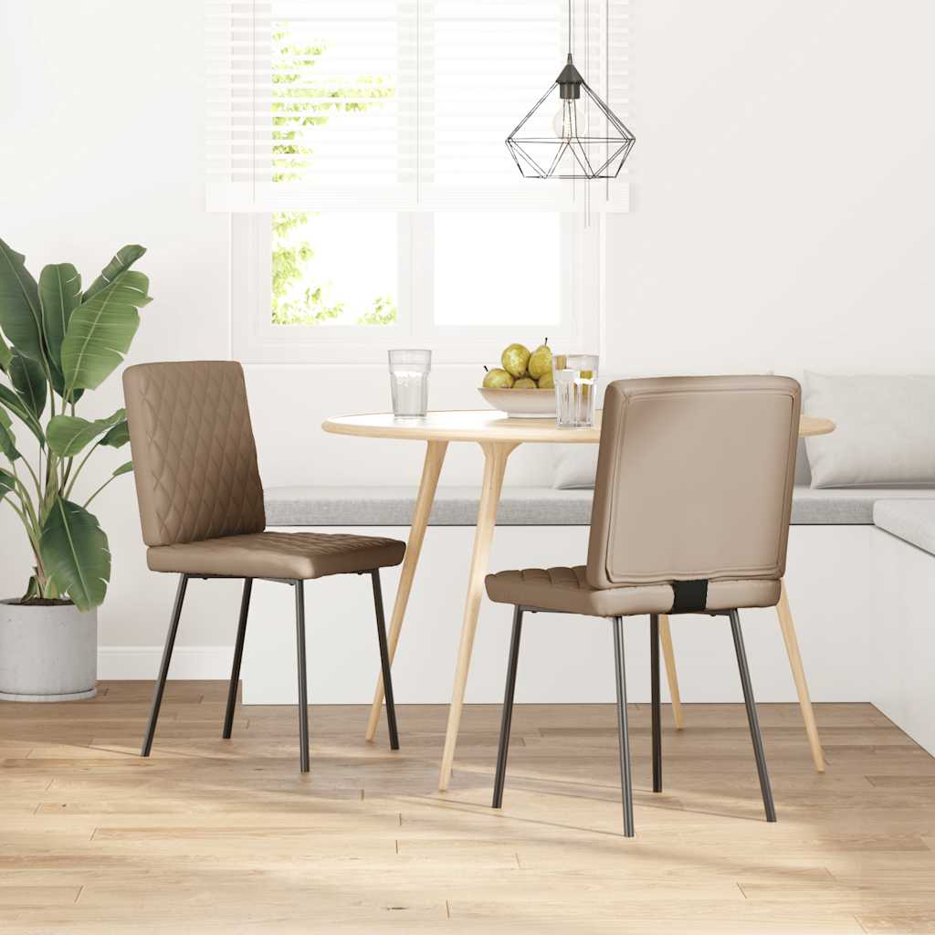 vidaXL Eetkamerstoelen 2 st kunstleer cappuccinokleurig