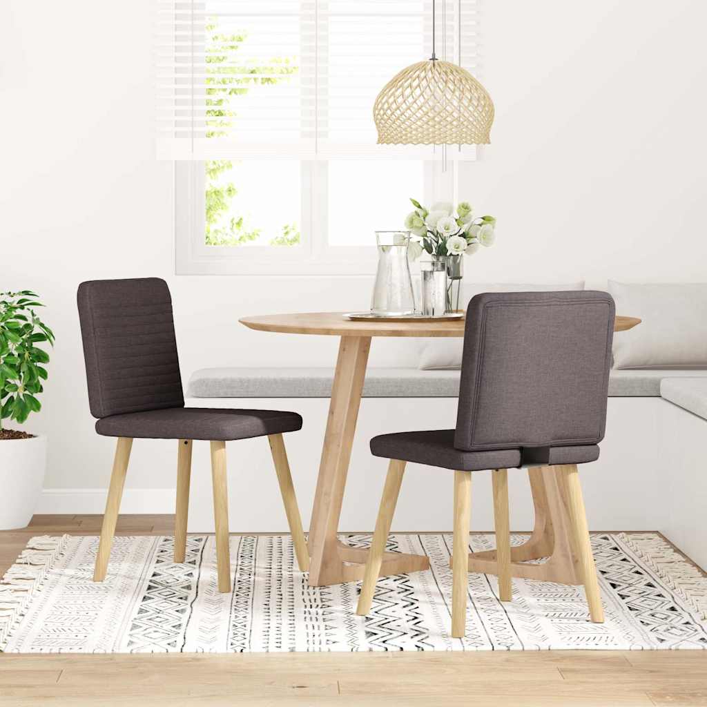 vidaXL Eetkamerstoelen 2 st stof donkerbruin afbeelding