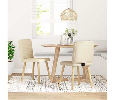 vidaXL Esszimmerst&uuml;hle 2 Stk. Creme Stoff