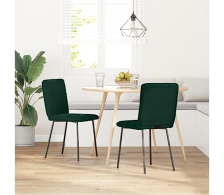 vidaXL Eetkamerstoelen 2 st fluweel donkergroen