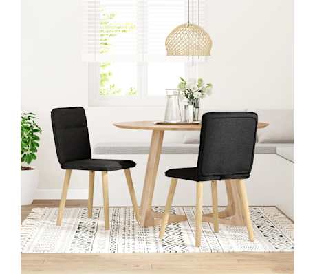 vidaXL Scaune de bucătărie, 2 buc. negru, textil