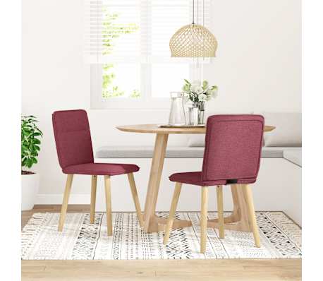 vidaXL Chaises &agrave; manger lot de 2 rouge bordeaux tissu