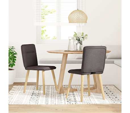 vidaXL Eetkamerstoelen 2 st stof donkerbruin