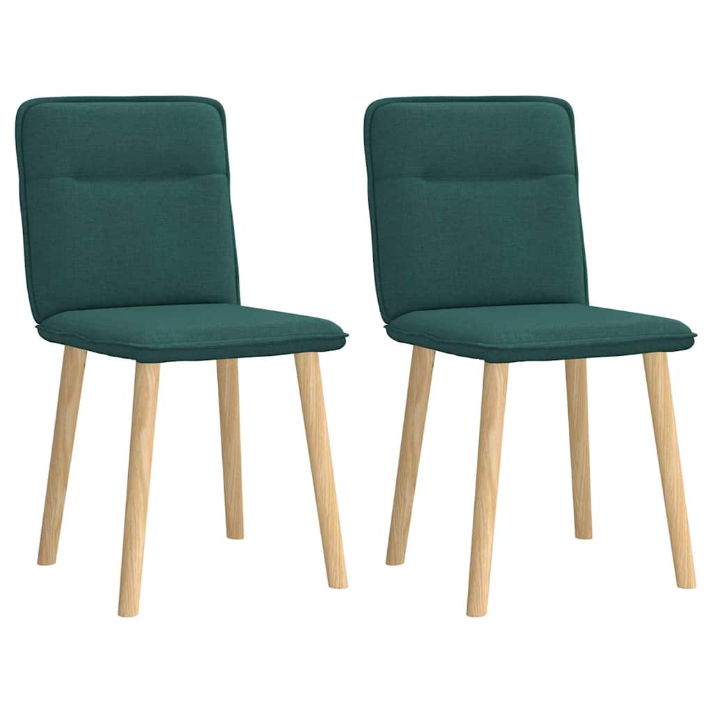 vidaXL Scaune de bucătărie, 2 buc., verde închis, material textil