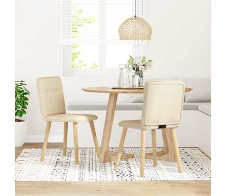 vidaXL Sillas de comedor 2 unidades tela color crema