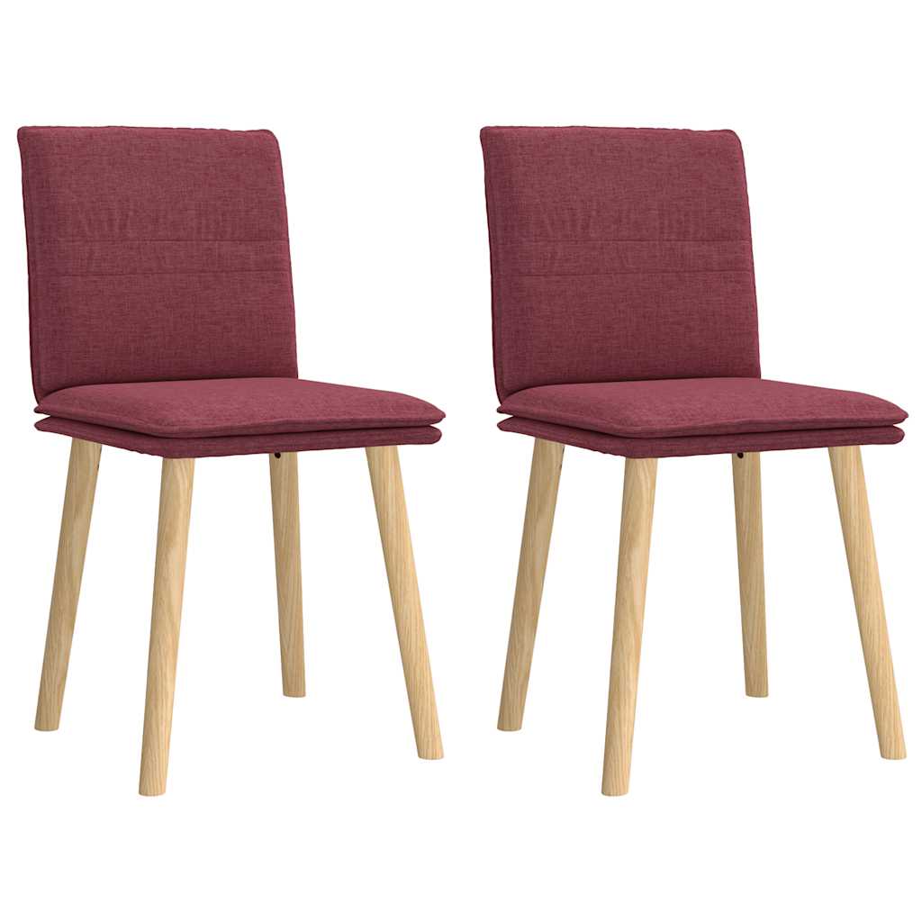 vidaXL Scaune de bucătărie, 2 buc., roșu vin, material textil