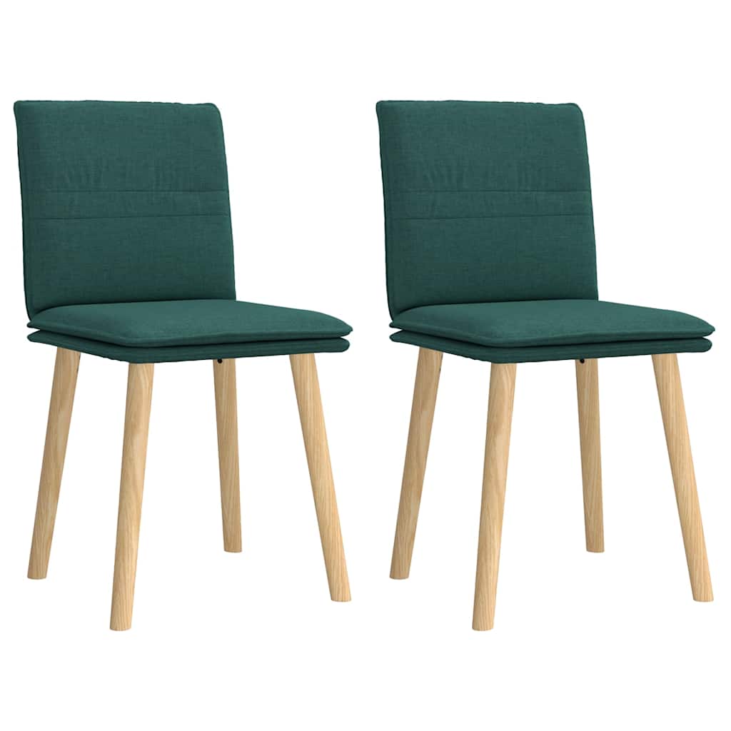 vidaXL Scaune de bucătărie, 2 buc., verde închis, material textil