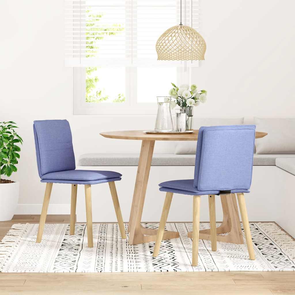 vidaXL Eetkamerstoelen 2 st stof jeansblauw afbeelding