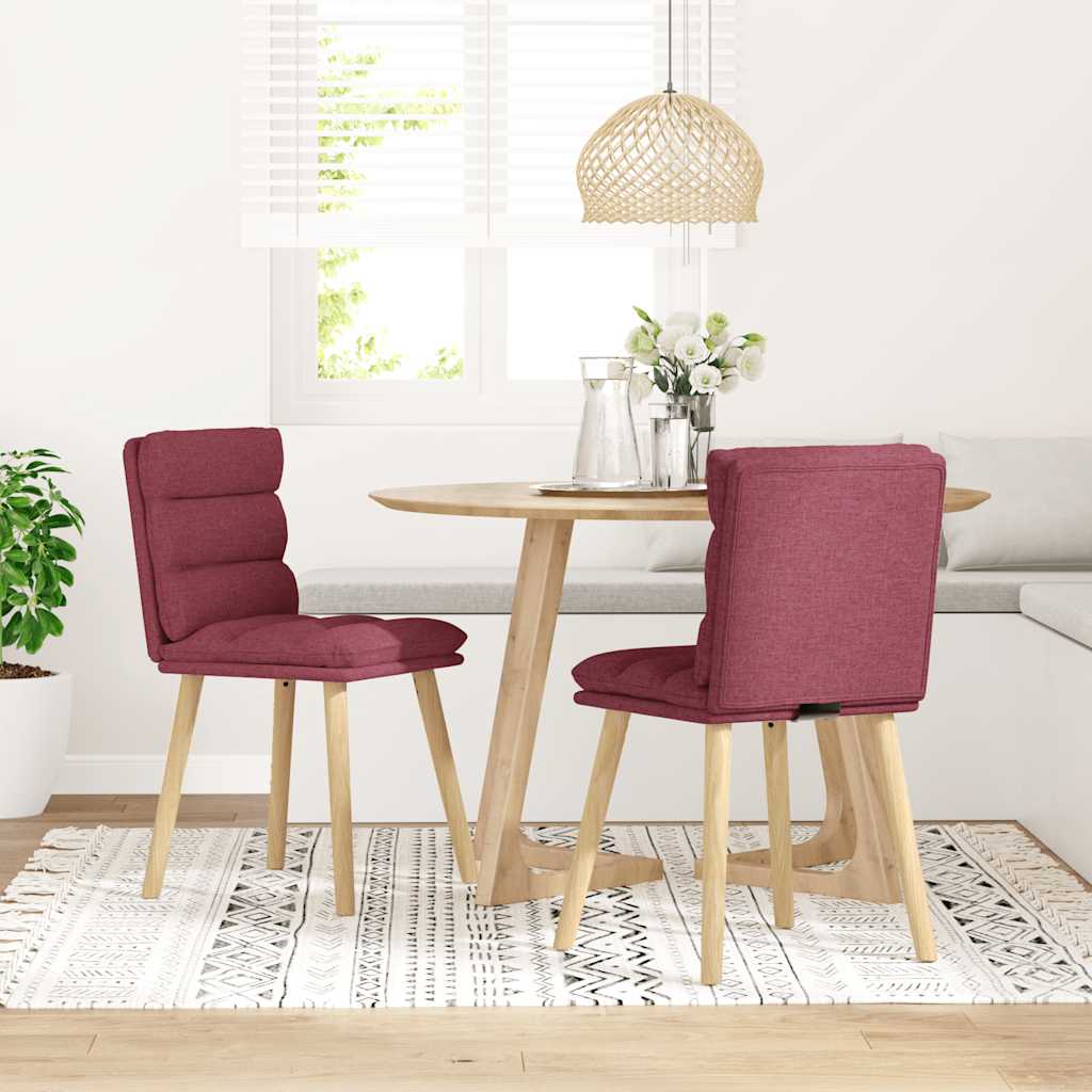 vidaXL Eetkamerstoelen 2 st stof wijnrood afbeelding